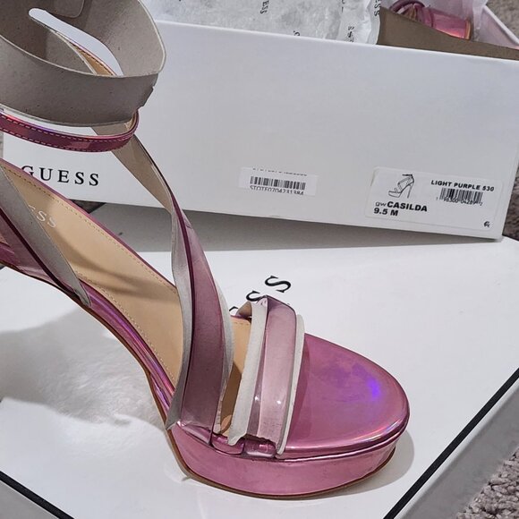 Guess Womens CASILDA Stilettos Ankle Strap Pumps  Light Purple 9.5M - Picture 2 of 6